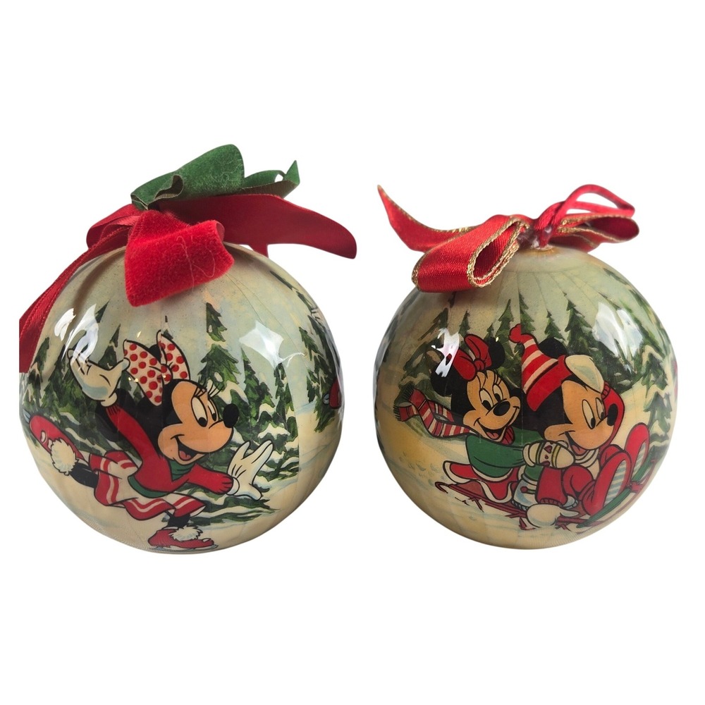 Vintage‎ Disney Mickey Minnie Christmas Ornaments Set Skating Sledding Holiday